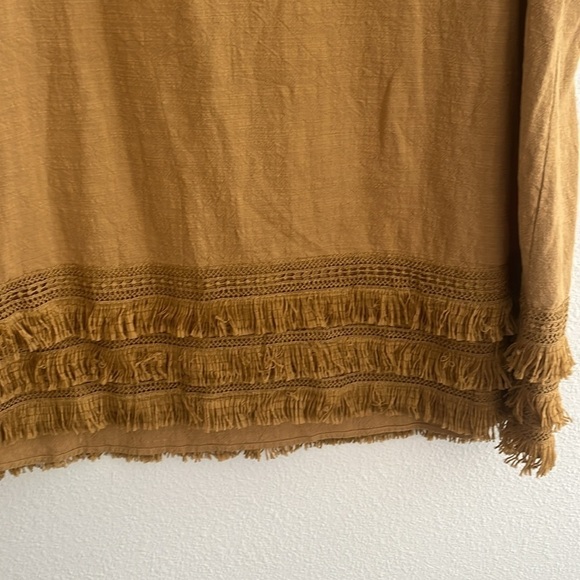 Umgee Plus Yellow Boho Fringe Cotton Tunic Dress Size 1XL - Picture 3 of 4